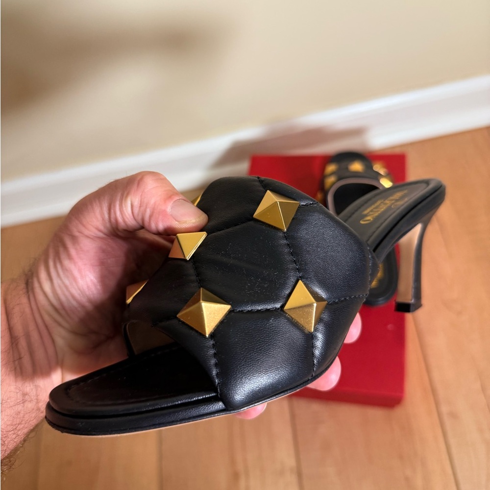 Valentino Gold Studded Mules color Black size 38